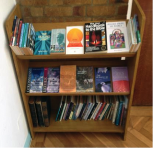 bookshelf at Grays URC